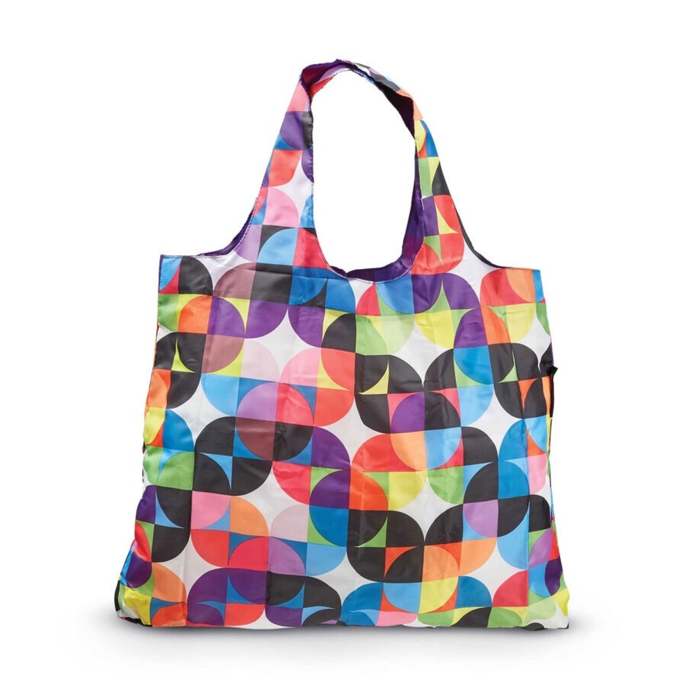 Samsonite Foldable Shopping Bag Satchel Mod Retro Geometric Pattern Razzmatazz